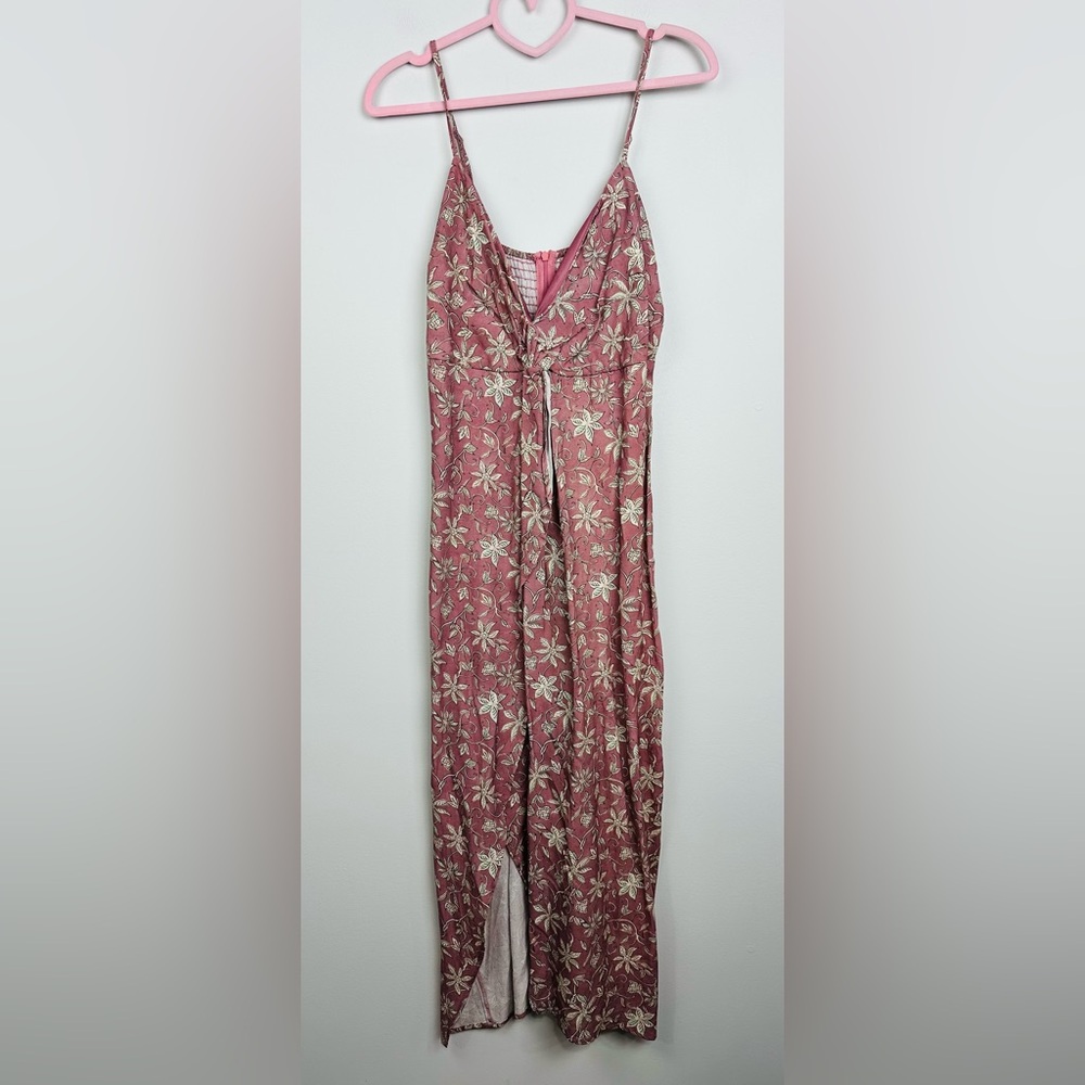 Pull&Bear Floral Mauve front slit maxi Dress Size Large